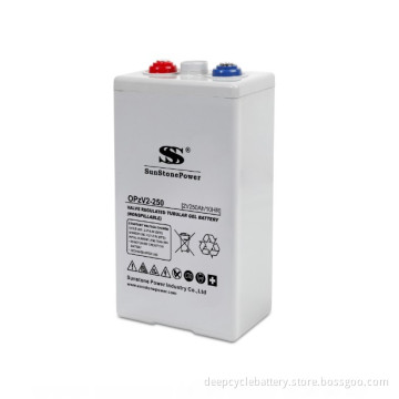 Sunstone Manufacture Opg Series 2V 250ah Gel Opzv Super VRLA Battery with Sufficient Capacity
